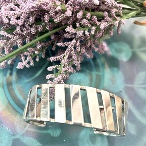 Silver 925 Striped Cuff Bracelet